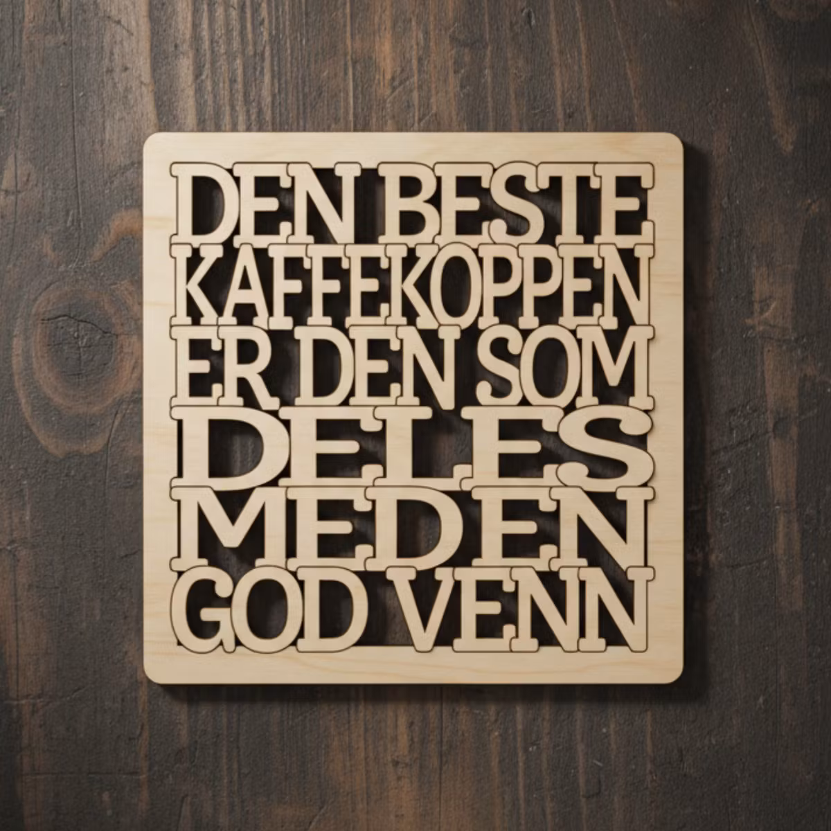 Coaster - Den beste kaffekoppen er den som deles med en god venn - 3mm bjørkefiner