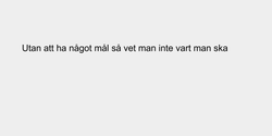 Utan att ha något mål så vet man inte vart man ska  170x9 SVART