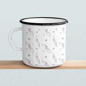 Emaljmugg - Lila blomster