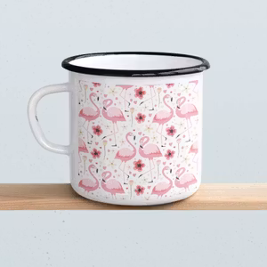 Emaljmugg - Flamingo, rosa