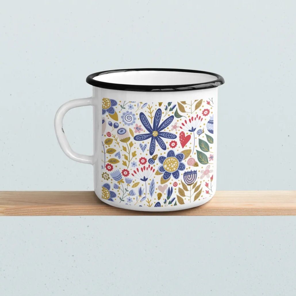 Emaljmugg - Blomsteräng