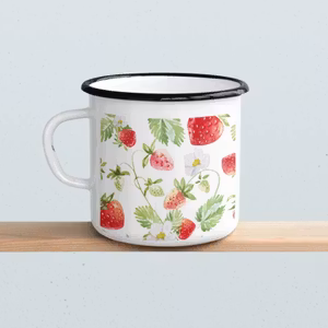 Emaljmugg - Jordgubbar