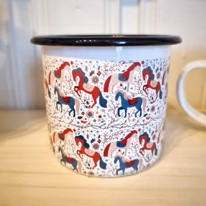 Emaljmugg - Hästar