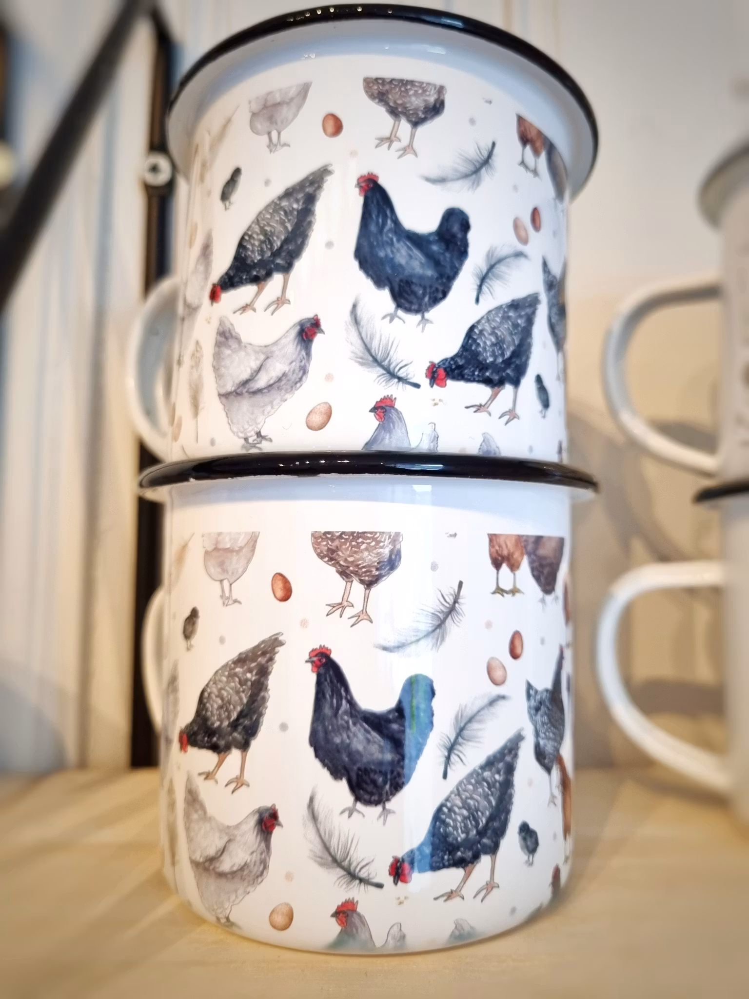 Emaljmugg - Höns
