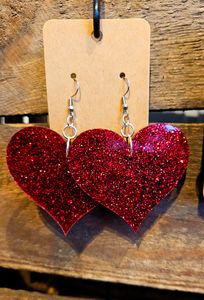 Örhängen: Hjärta, glitter [L]