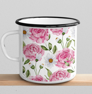 Emaljmugg - Rosa ros