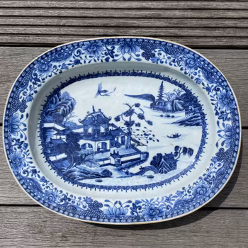 Kopia Chinese antique Deep Plate / Platter blue and white, Qianlong period #2011