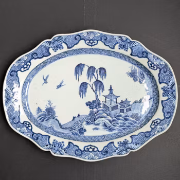 Chinese Antique blue and white platter, Qianlong period, 18th c #2678 payment 2