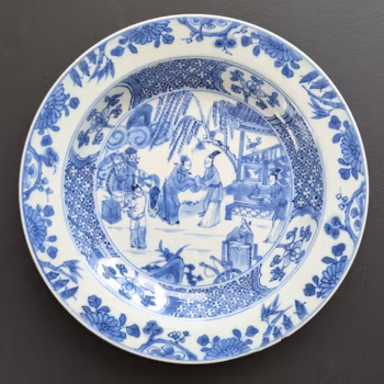 *sold* Payment 1:Antique Chinese underglazed blue and white dish , Kangxi Period 西厢记-长亭送别#2812