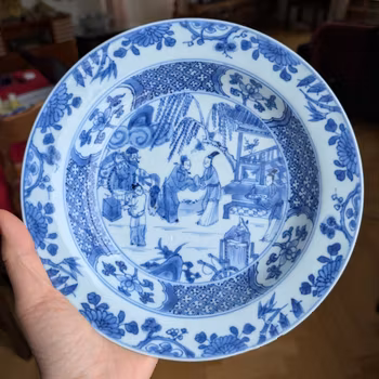 *sold* Payment 1:Antique Chinese underglazed blue and white dish , Kangxi Period 西厢记-长亭送别#2812