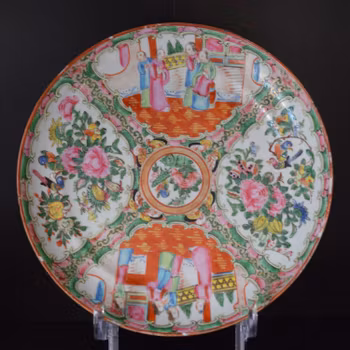 Antique Chinese Canton Rose Medallion famille rose dish Large #163