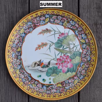 Vintage Four Seasons Collection Famille Rose plates Hong Kong 60's-80's
