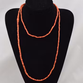 Antique Genuine Natural Coral Long Necklace 34g 119CM
