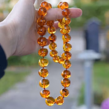 Natural Amber necklace baltic amber from Sweden 75g 61CM big beads