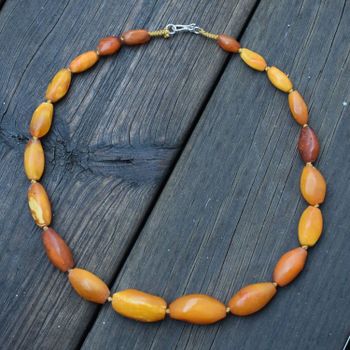 Natural Amber necklace antique from Denmark baltic amber egg yolk 29g #2526