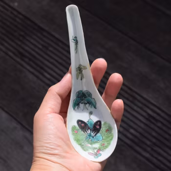 An antique Chinese soup spoon, Qing Dynasty, Guangxu