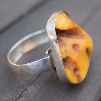 Natural amber bracelet bangle handmade with silver Scandinavian design 61g
