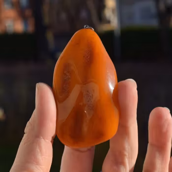 Antique Natural Amber Pendant Egg Yolk Butterscotch From Denmark 1950's 19g big