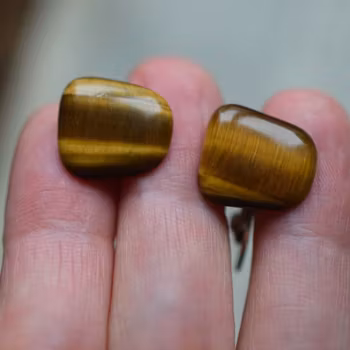 VINTAGE STERLING SILVER CUFFLINKS TIGER’S EYE GEMSTONE 60's 70's 7.32g