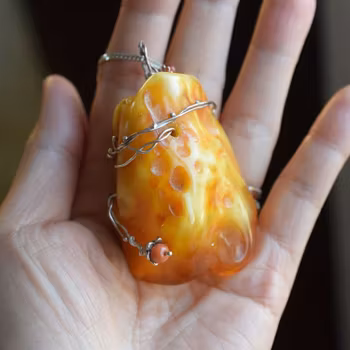 Natural amber pendant danish amber raw stone handpolished huge unique 39g