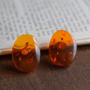 Vintage Natural danish amber earrings EF Einer Fehrn House of amber 70's