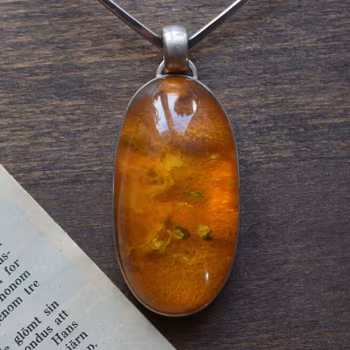 Natural amber pendant danish design EF House of Amber fascinating inclusion 37g