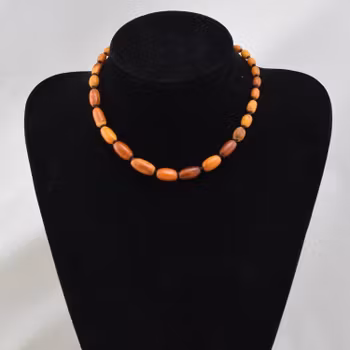 Natural antique Danish amber necklace oval beads butterscotch egg yolk 12g