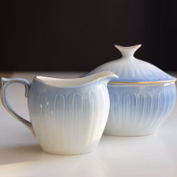 B&G Bing & Grondahl Denmark Gold Trim CREAMER & SUGAR BOWL Scandinavian design