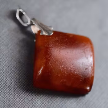 Antique Natural Amber Pendant Egg Yolk Butterscotch From Denmark 1950's 5.22g