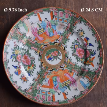 Antique Chinese Canton Rose Medallion famille rose dish Large ca 1900's #2