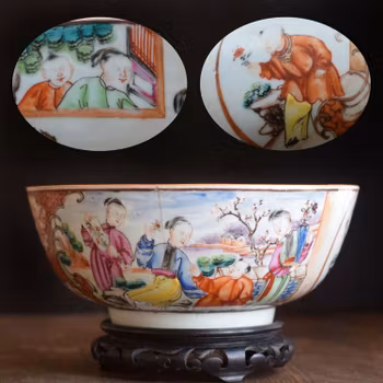 18th Century Chinese Rose Mandarin Large Bowl Qianlong period