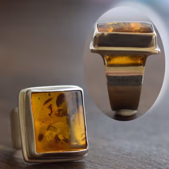 Natural amber ring/pendant Scandinavian Swedish design 925 silver 11g Size15