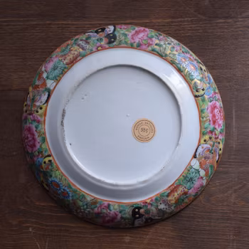 Antique Chinese Qing Dynasty Rose Mandarin plate, 19th century Daoguang #505