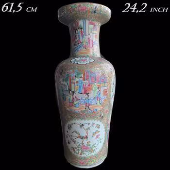 An large Chinese antique canton rose mandarin vase mid 19th Century