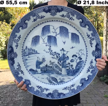 Large charger in blue and white, qianlong period