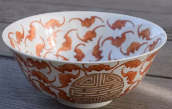 Duo Fu Duo Shou bowl with bats and longevity symbols
