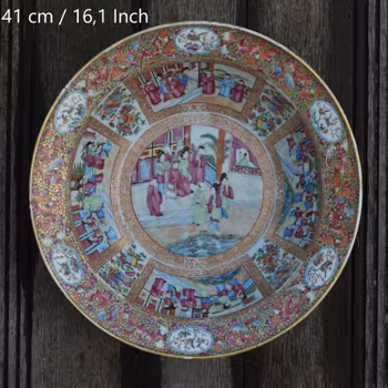 Large rose mandarin basin, Daoguang Period