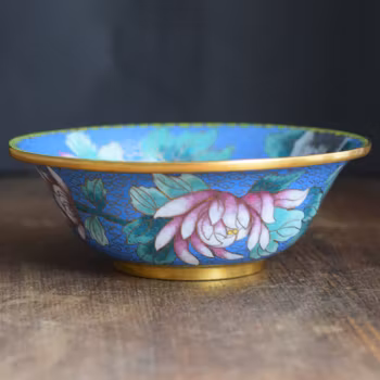 Chinese Cloisonné bowl decorated with flowers and butterfly, 20th century