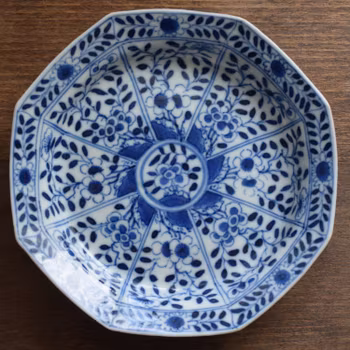 An Antique Chinese Blue & White teacup and saucer Kangxi period #615