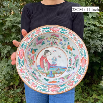 Antique Chinese porcelain basin handwash peranakan straights Daoguang #638