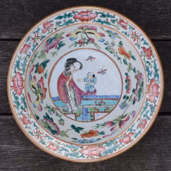 Antique Chinese porcelain basin handwash peranakan straights Daoguang #638