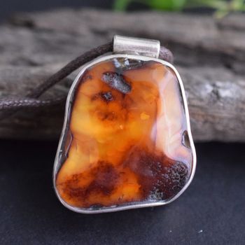 Natural amber sterling silver pendant danish amber design hand polished 32g #2528
