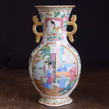 Antique canton rose mandarin vase high quality early 19th century famille rose