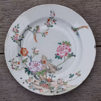 18th Century Chinese famille rose plate, Qianlong Period, Qing Dynasty #662