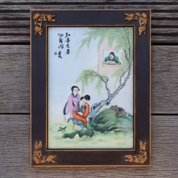 Antique Chinese Porcelain plaque, painting, late Qing / Republic period 3 pieces