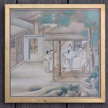 Antique Chinese gouache / watercolor painting from the mid 19th century