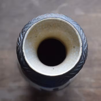 Antique Chinese Nanking crackle ware vase with antique objects Late Qing Dynasty