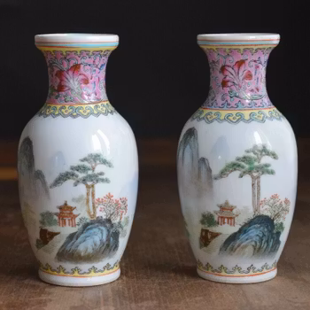 A Vintage set of 4 Chinese famille rose vases, Second Half of 1900's 70's-80's