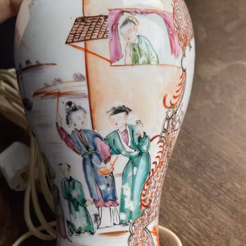 Chinese Rose Mandarin Porcelain vase / lamp Qianlong Period 18th c #723