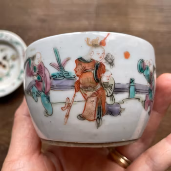 Antique famille rose incense burner, flower censer, Late Qing Dynasty #751
